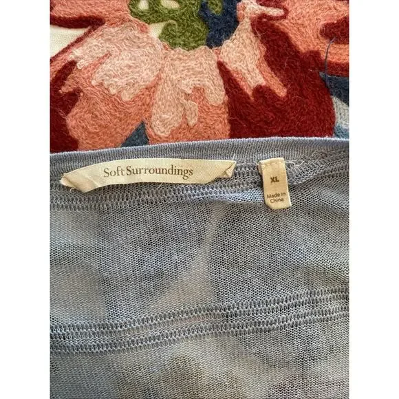 Soft Surroundings XL LINEN Vicose Gauze Cardigan Duster Light Blue Button Up - Picture 8 of 13